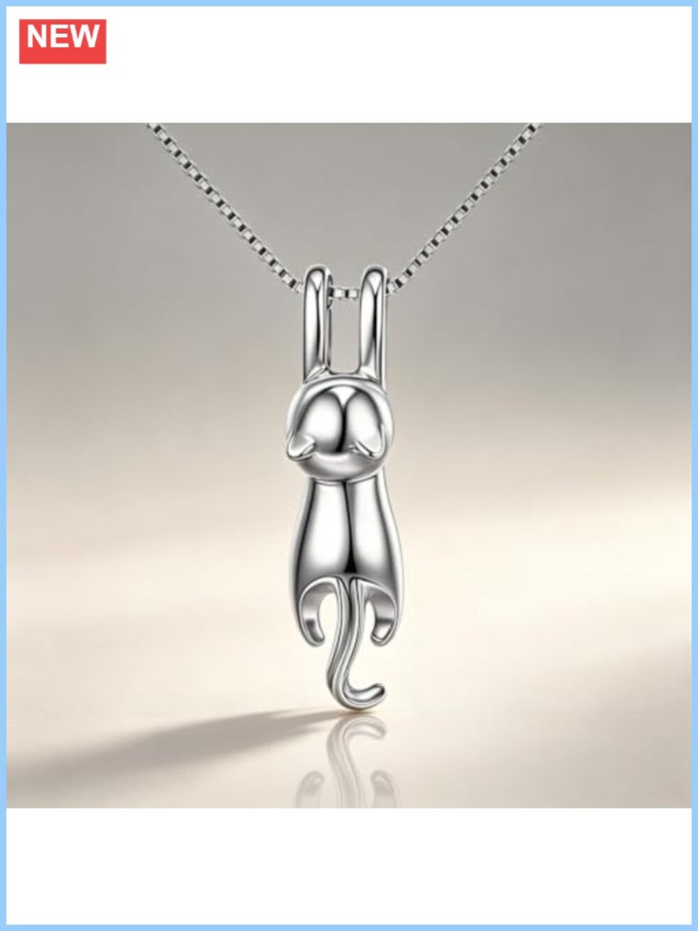 925 Sterling Silver Cat Necklace Climbing Kitty Pendant Dainty Animal Charm